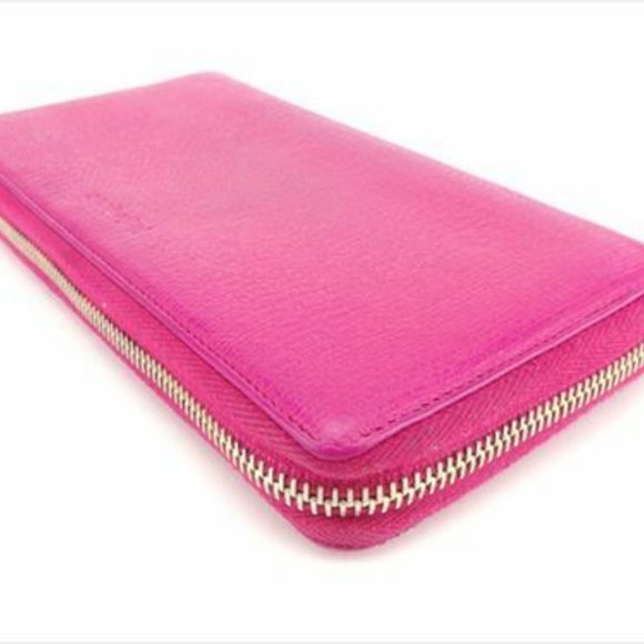 Auth Saint Laurent Wallet Purse Logo Pink Gold leather Woman - Picture 7 of 7